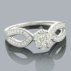 Ladies 14K White Gold Cluster Diamond Ring 0.59ct