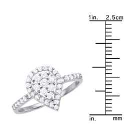 Ladies 14K White Gold Cluster Diamond Ring 0.62ct -Borcely Jewelry Sales ladies diamond rings 14k cluster diamond ring 062ct p 6739 rulerwh