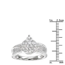 Ladies 14K White Gold Cluster Diamond Ring 0.75ct -Borcely Jewelry Sales ladies diamond rings 14k cluster diamond ring 088ct p 6776 rulerwh