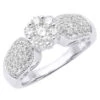 Ladies 14K White Gold Cluster Diamond Ring 0.99ct