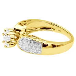 Ladies 14K White Gold Cluster Diamond Ring 0.99ct -Borcely Jewelry Sales ladies diamond rings 14k cluster diamond ring 099ct p 6790 back yellow