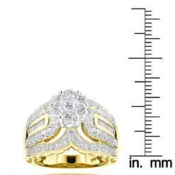 Ladies 14K Yellow Gold Cluster Diamond Ring 1.83ct 11 Ladies 14K Yellow Gold Cluster Diamond Ring 1.83ct -Borcely Jewelry Sales ladies diamond rings 14k cluster diamond ring 183ct p 6801 rulerye