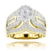 Ladies 14K Yellow Gold Cluster Diamond Ring 1.83ct