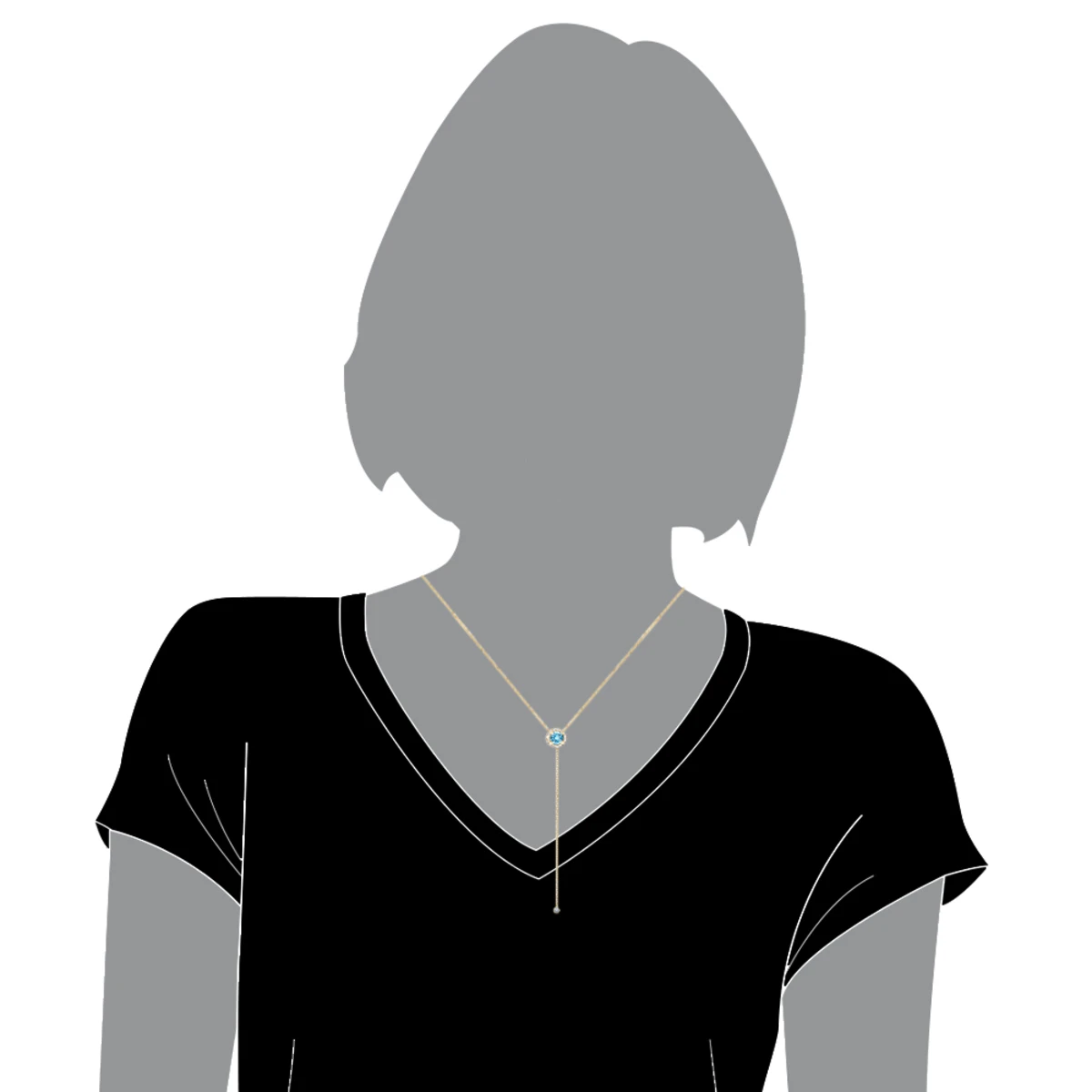 Ladies March Birthstone Customizable 14K Yellow Gold Diamond Aquamarine Y Necklace 5 Ladies March Birthstone Customizable 14K Yellow Gold Diamond Aquamarine Y Necklace - Image 5