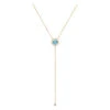 Ladies March Birthstone Customizable 14K Yellow Gold Diamond Aquamarine Y Necklace