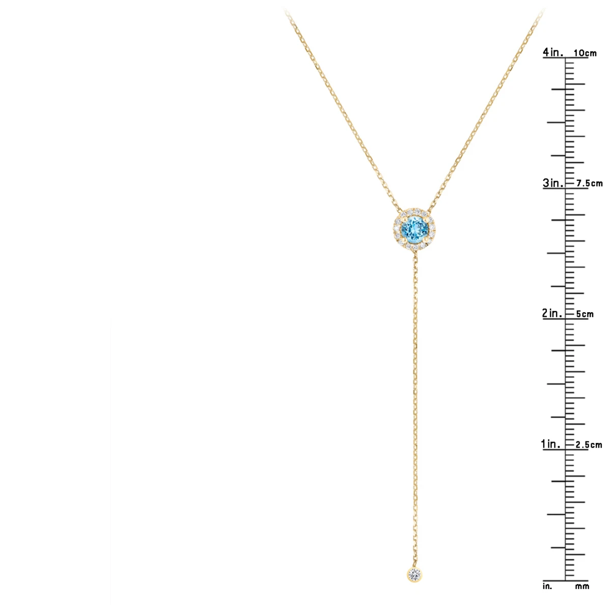 Ladies March Birthstone Customizable 14K Yellow Gold Diamond Aquamarine Y Necklace 6 Ladies March Birthstone Customizable 14K Yellow Gold Diamond Aquamarine Y Necklace - Image 6