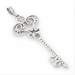 Ladies Pendants 14K White Gold Diamond Key Necklace Pendant 0.70ct -Borcely Jewelry Sales ladies pendants 14k gold diamond key necklace 070ct p 7099 backwh