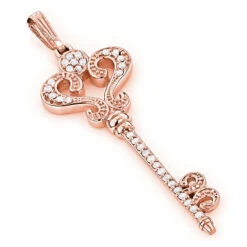 Ladies Pendants 14K White Gold Diamond Key Necklace Pendant 0.70ct -Borcely Jewelry Sales ladies pendants 14k gold diamond key necklace 070ct p 7099 ro