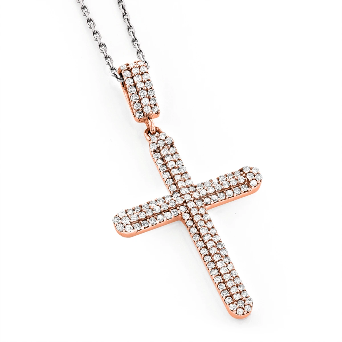 Ladies Small 14K White Gold Diamond Cross Pendant 0.59ct 3 Ladies Small 14K White Gold Diamond Cross Pendant 0.59ct - Image 3