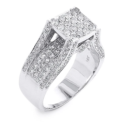 Ladies Square Diamond Engagement Ring 1.6ct 14K White Gold 1 Ladies Square Diamond Engagement Ring 1.6ct 14K White Gold