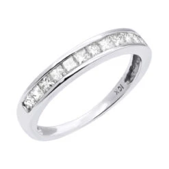 Thin Ladies Wedding Band With Princess Cut Diamonds 1 Carat 10K Gold