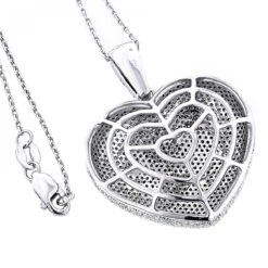 Large 14K White Gold Fully Paved Puffed Diamond Heart Pendant Necklace 2.75ct 8 Large 14K White Gold Fully Paved Puffed Diamond Heart Pendant Necklace 2.75ct -Borcely Jewelry Sales large 14k fully paved diamond heart necklace 375ct p 22371back 20201221