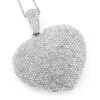 Large 14K White Gold Diamond Heart Pendant For Women 5.35ct