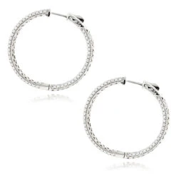 Large 14K White Gold Inside Out Diamond Hoop Earrings 4.6ct -Borcely Jewelry Sales large 14k gold inside out diamond hoop earrings 460ct p 6423 backwh