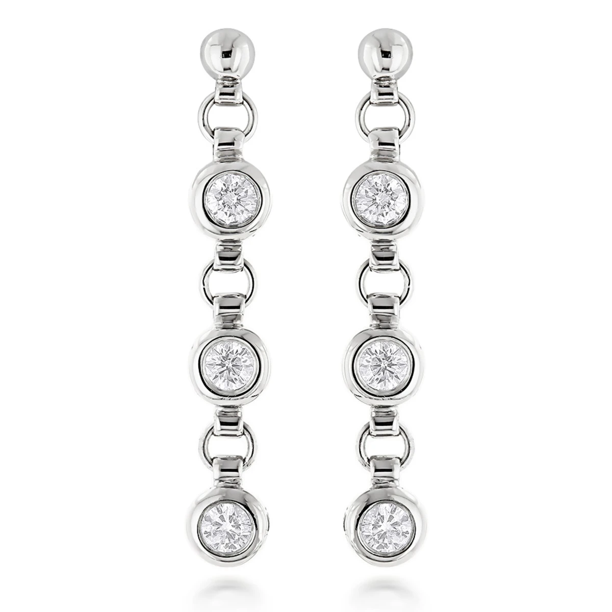 Large Diamond Drop Earrings 0.55ct 14K White Gold 1 Large Diamond Drop Earrings 0.55ct 14K White Gold