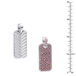 Customizable Red Diamonds Or Rubies Dog Tag Pendant 14K White Gold 2in Large -Borcely Jewelry Sales large solid 14k gold red diamonds or rubies dog tag pendant 75ct 000040 r ruler white