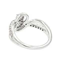 Love And Friendship 14K White Gold 2 Cluster Diamond Ladies Ring 0.35ct -Borcely Jewelry Sales love and friendship rings 14k gold 2 cluster diamond ladies ring 035ct backwh