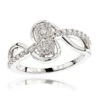 Love And Friendship 14K White Gold 2 Cluster Diamond Ladies Ring 0.35ct