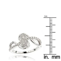 Love And Friendship 14K White Gold 2 Cluster Diamond Ladies Ring 0.35ct -Borcely Jewelry Sales love and friendship rings 14k gold 2 cluster diamond ladies ring 035ct rulerwh