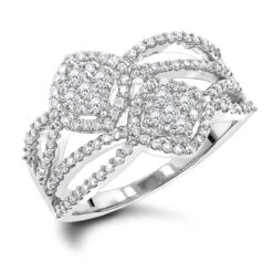 Luxurman Love & Friendship Diamond Right Hand Ring For Women 14K White Gold