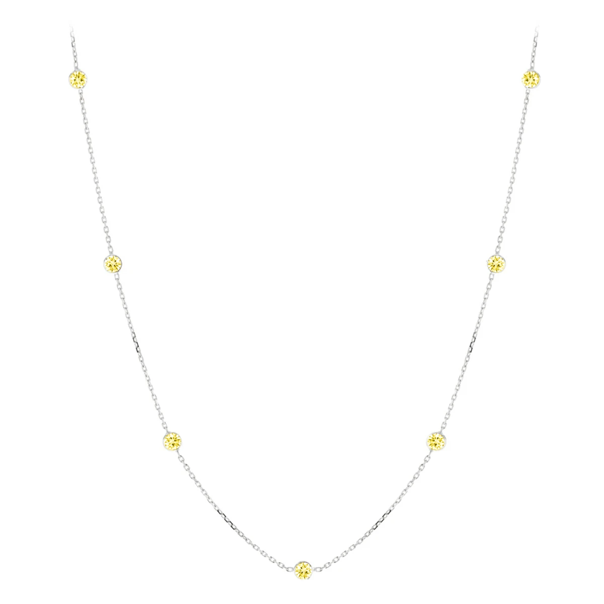 Luxurman 14K Yellow Gold Chain Necklace With Yellow Diamonds By The Yard 0.7ct 2 Luxurman 14K Yellow Gold Chain Necklace With Yellow Diamonds By The Yard 0.7ct - Image 2