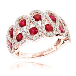 Luxurman Diamonds And Ruby Ladies Cocktail Ring 14K White Gold 1ct -Borcely Jewelry Sales luxurman diamonds and ruby ladies cocktail ring in 14k gold 1ct ro