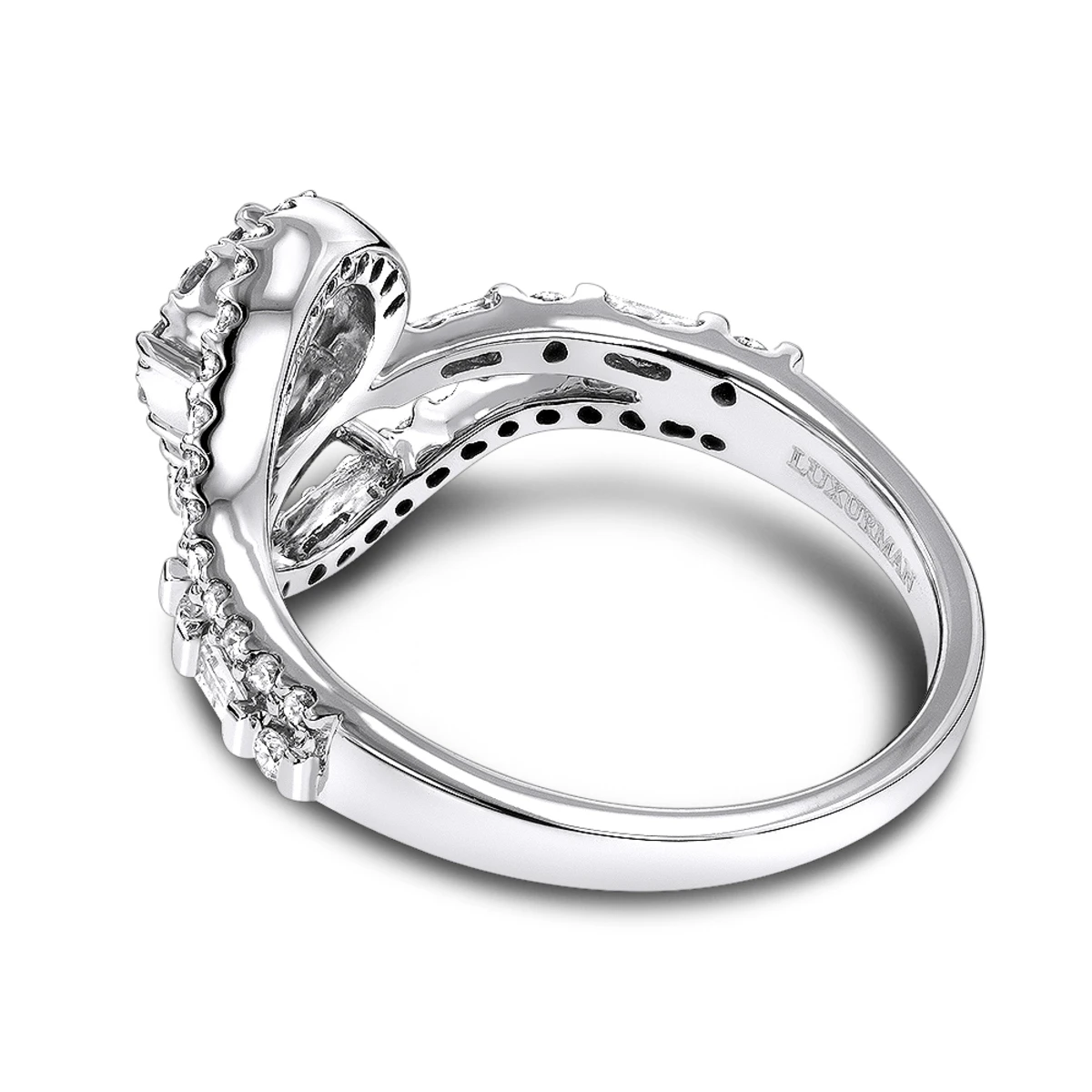 Luxurman Love And Friendship 14K White Gold 2 Cluster Diamond Ladies Ring 4 Luxurman Love And Friendship 14K White Gold 2 Cluster Diamond Ladies Ring - Image 4