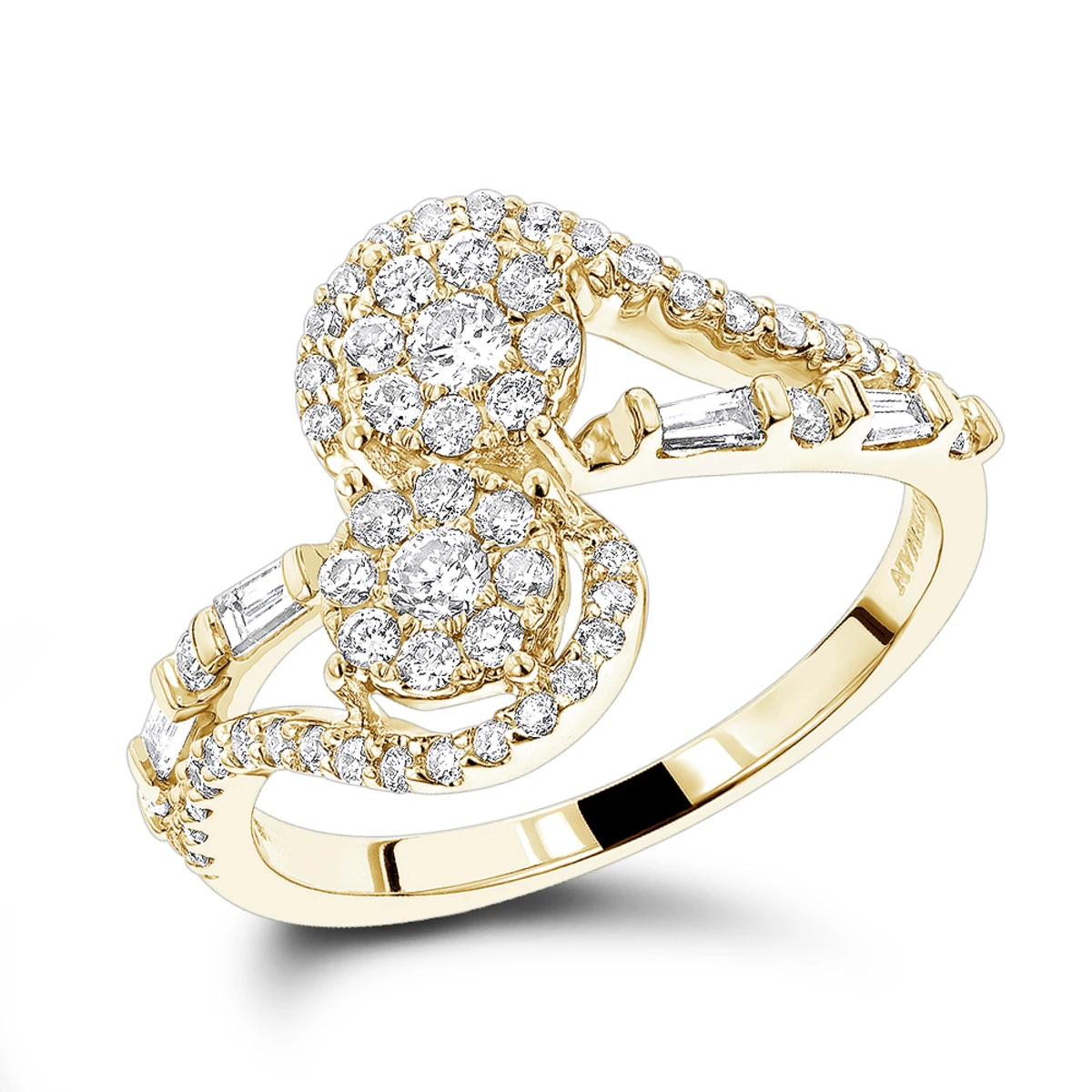 Luxurman Love And Friendship 14K White Gold 2 Cluster Diamond Ladies Ring 2 Luxurman Love And Friendship 14K White Gold 2 Cluster Diamond Ladies Ring - Image 2