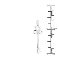 Luxurman Love Quotes: Sterling Silver Heart Shape Diamond Key Necklace -Borcely Jewelry Sales luxurman love quotes sterling silver heart shape diamond key necklace ruler