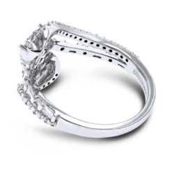 LUXURMAN Unique Women's 14K White Gold 2 Cluster Diamond Ring 0.8ct -Borcely Jewelry Sales luxurman unique womens diamond rings 14k gold 2 cluster diamond ring 08ct backwh