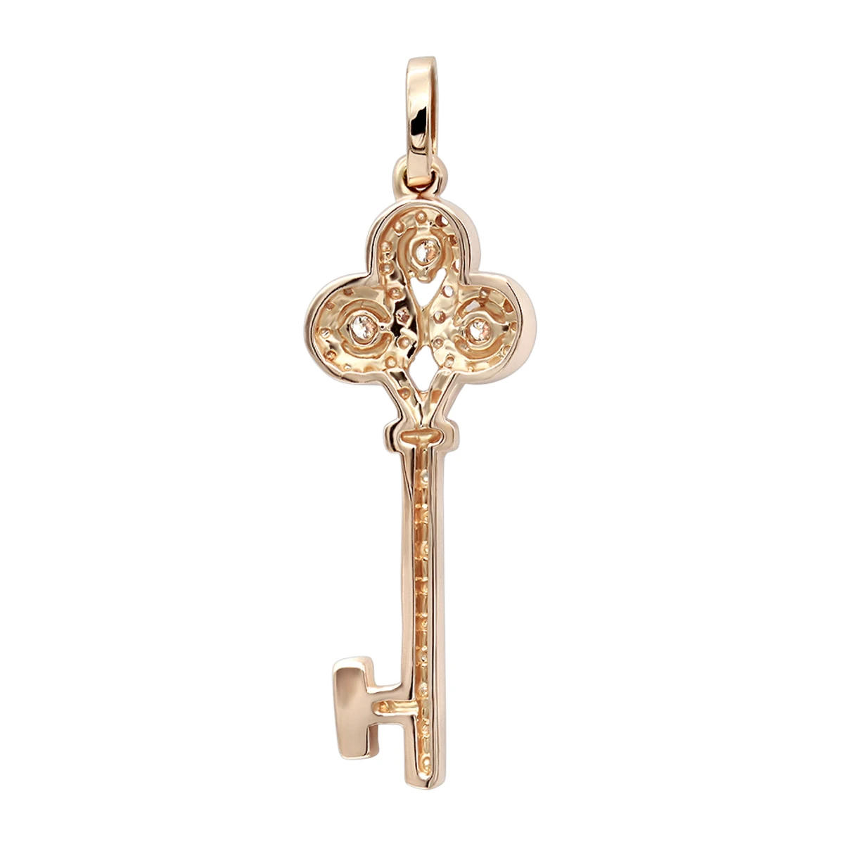 Luxurman Women's Diamond Diamond Key Pendant 18K Rose Gold 0.85ct 4 Luxurman Women's Diamond Diamond Key Pendant 18K Rose Gold 0.85ct - Image 4