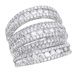 Luxurman Women's Oversized Fashion Cocktail Ring With Diamonds 3.75 14K White Gold