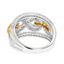 Luxurman Women's White & Yellow Diamonds Infinity Cocktail Ring 14K White Gold 2ct -Borcely Jewelry Sales luxurman womens white yellow diamonds infinity cocktail ring 14k gold 2ct backwh