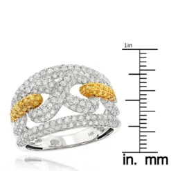 Luxurman Women's White & Yellow Diamonds Infinity Cocktail Ring 14K White Gold 2ct -Borcely Jewelry Sales luxurman womens white yellow diamonds infinity cocktail ring 14k gold 2ct rulerwh
