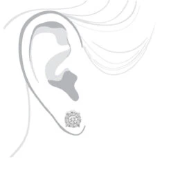 Men's Diamond Cluster Earring 14K Yellow Gold 0.69ct Single Stud -Borcely Jewelry Sales mens diamond cluster earring 14k 069ct single stud bodwh