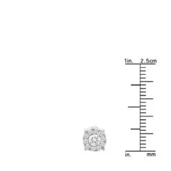 Men's Diamond Cluster Earring 14K Yellow Gold 0.69ct Single Stud -Borcely Jewelry Sales mens diamond cluster earring 14k 069ct single stud rulerwh