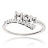 Solid 10K White Gold Mothers Day Gifts Journey Diamond MOM Ring .13ct