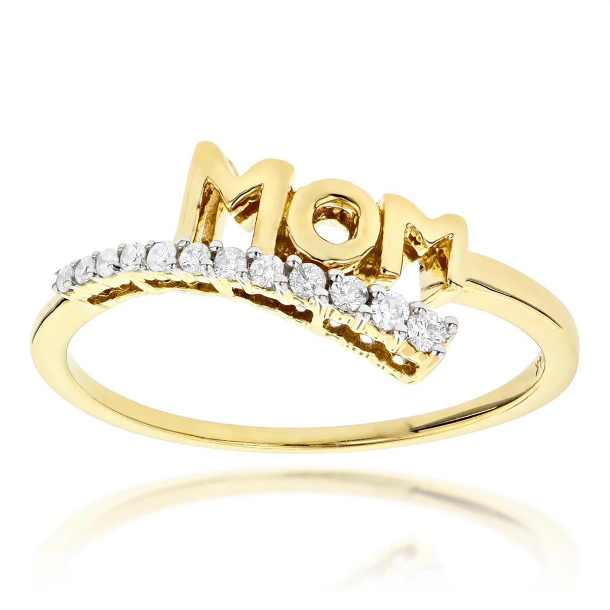 Solid 10K White Gold Mothers Day Gifts Journey Diamond MOM Ring .13ct 2 Solid 10K White Gold Mothers Day Gifts Journey Diamond MOM Ring .13ct - Image 2