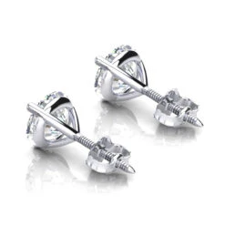 One Carat 14K White Gold Solitaire Round Diamond Martini Stud Earrings -Borcely Jewelry Sales one carat 14k gold solitaire round diamond martini stud earrings backwh