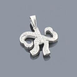 Small Heart Bow Diamond Pendant 0.17ct Sterling Silver