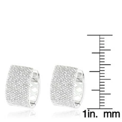 Pave Diamond Earrings For Women 14K White Gold 1 Carat Small Wide Hoops 11 Pave Diamond Earrings For Women 14K White Gold 1 Carat Small Wide Hoops -Borcely Jewelry Sales pave diamond earrings 14k 121ct p 42081 rulerwh