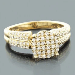 Pave Diamond Engagement Ring 0.46ct 14K Yellow Gold