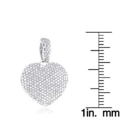 1 Carat Pave Diamond Heart Pendant 14K White Gold -Borcely Jewelry Sales pave diamond heart pendant 14k gold 113ct p 22303 rulerwh