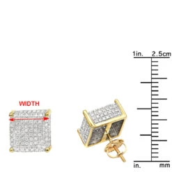 1 Carat Pave Diamond Stud Earrings 10K Yellow Gold Cube Shape 11 1 Carat Pave Diamond Stud Earrings 10K Yellow Gold Cube Shape -Borcely Jewelry Sales pave diamond stud earrings 10k 095ct p 43212 rulerye