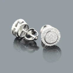 Pave Diamond Stud Earrings In Sterling Silver 0.26ct