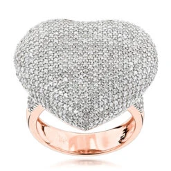 Pave Puffed Diamond Heart Ring 2.5ct 14K Yellow Gold -Borcely Jewelry Sales pave puffed diamond heart ring 295ct 14k p 42934 ro