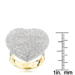 Pave Puffed Diamond Heart Ring 2.5ct 14K Yellow Gold -Borcely Jewelry Sales pave puffed diamond heart ring 295ct 14k p 42934 rulerye