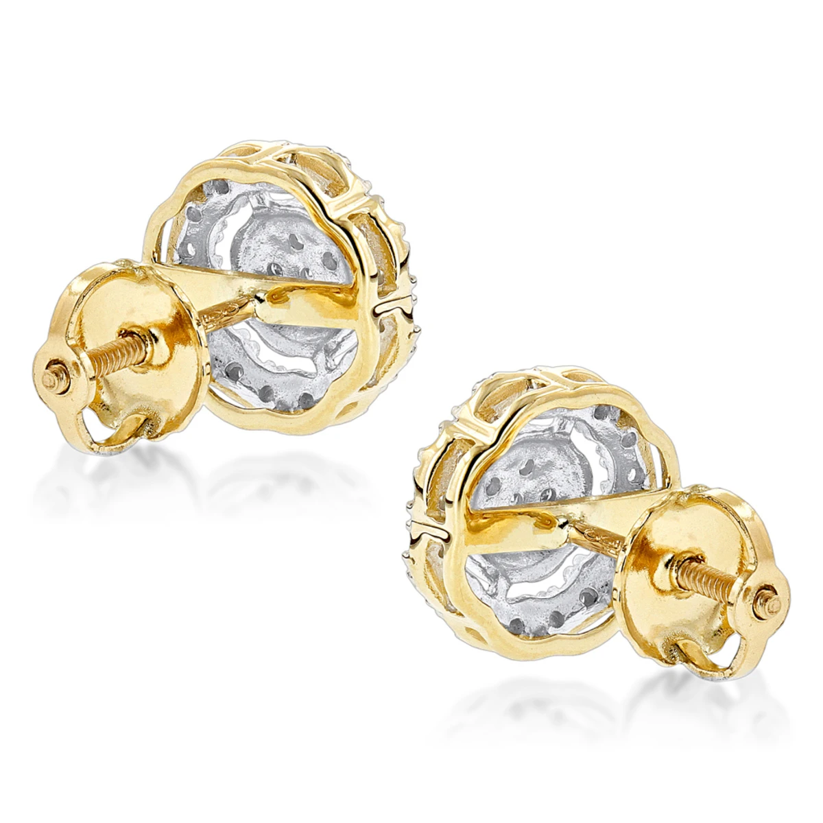 Pave Round Diamond Earrings 0.28ct 10K Yellow Gold 4 Pave Round Diamond Earrings 0.28ct 10K Yellow Gold - Image 4