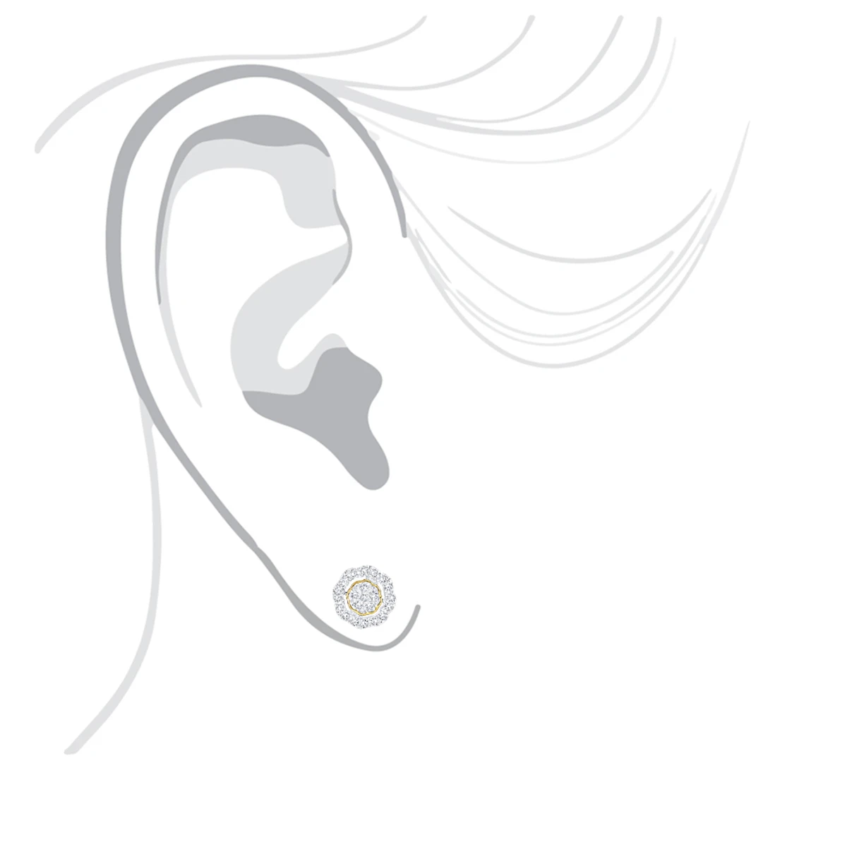 Pave Round Diamond Earrings 0.28ct 10K Yellow Gold 5 Pave Round Diamond Earrings 0.28ct 10K Yellow Gold - Image 5