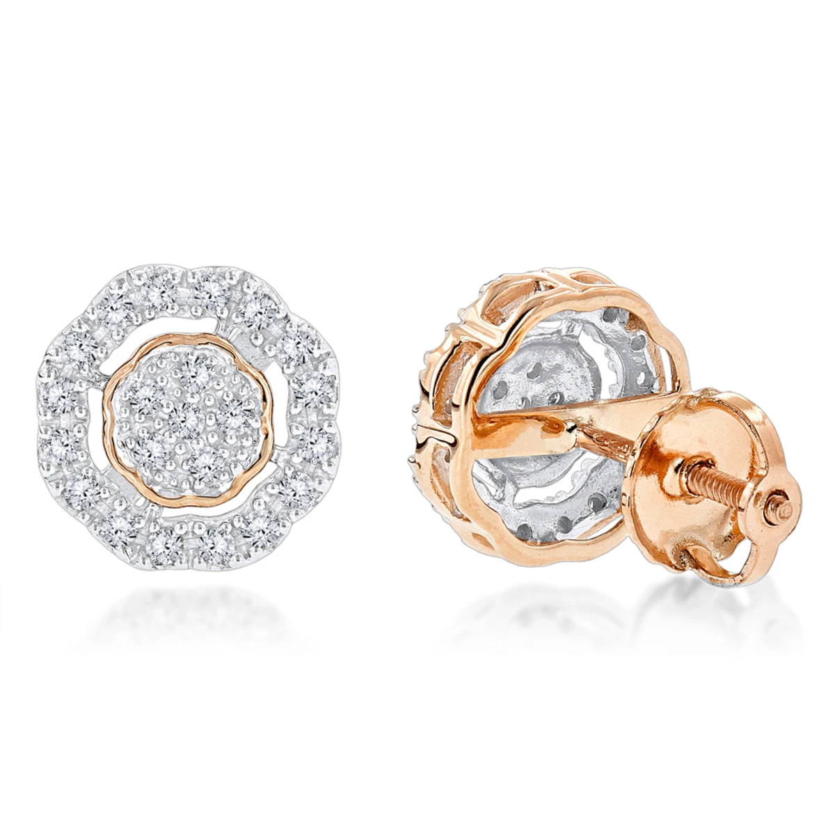 Pave Round Diamond Earrings 0.28ct 10K Yellow Gold 3 Pave Round Diamond Earrings 0.28ct 10K Yellow Gold - Image 3